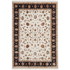 Beige Black Multi Colour Floral Patterned Hand Knotted Oriental Wool Rug - 1