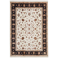 Beige Black Multi Colour Floral Patterned Hand Knotted Oriental Wool Rug - 1