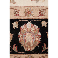 Beige Black Multi Colour Floral Patterned Hand Knotted Oriental Wool Rug - 6