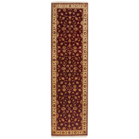 Red Beige Multi Colour Floral Patterned Hand Knotted Oriental Wool Silk Runner Rug - 1