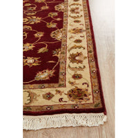 Red Beige Multi Colour Floral Patterned Hand Knotted Oriental Wool Silk Runner Rug - 3