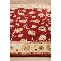 Red Beige Multi Colour Floral Patterned Hand Knotted Oriental Wool Silk Runner Rug - 4