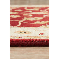 Red Beige Multi Colour Floral Patterned Hand Knotted Oriental Wool Silk Runner Rug - 5