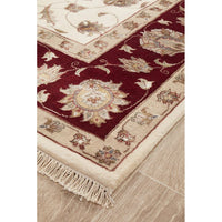Beige Red Multi Colour Floral Patterned Hand Knotted Oriental Wool Rug - 2