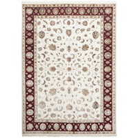 Beige Red Multi Colour Floral Patterned Hand Knotted Oriental Wool Rug - 1