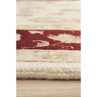 Beige Red Multi Colour Floral Patterned Hand Knotted Oriental Wool Rug - 4