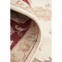 Beige Red Multi Colour Floral Patterned Hand Knotted Oriental Wool Rug - 6