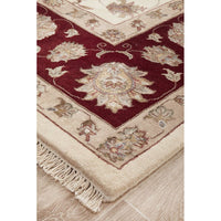 Beige Red Multi Colour Floral Patterned Hand Knotted Oriental Wool Rug - 2
