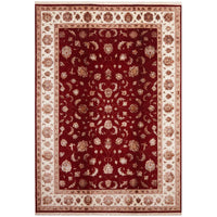 Red Beige Multi Colour Floral Patterned Hand Knotted Oriental Wool Rug - 1