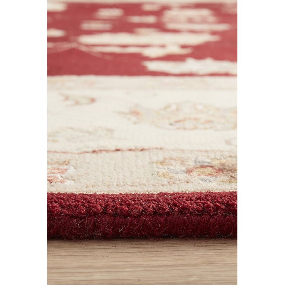 Red Beige Multi Colour Floral Patterned Hand Knotted Oriental Wool Rug - 5