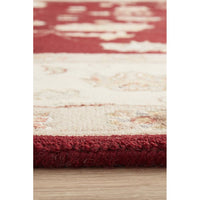 Red Beige Multi Colour Floral Patterned Hand Knotted Oriental Wool Rug - 5