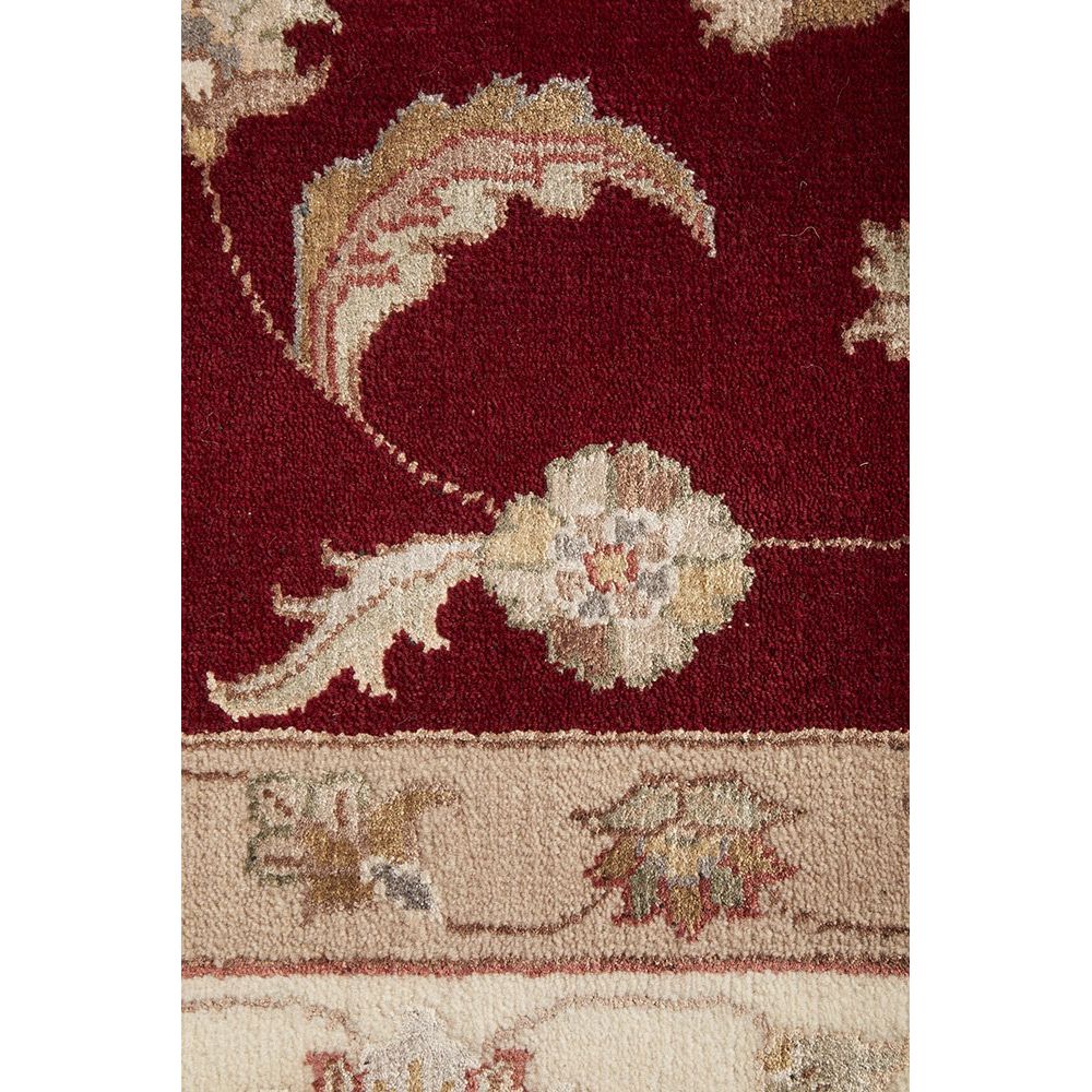 Red Beige Multi Colour Floral Patterned Hand Knotted Oriental Wool Rug - 6