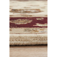 Beige Red Multi Colour Floral Patterned Hand Knotted Oriental Wool Rug - 4