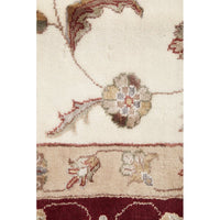 Beige Red Multi Colour Floral Patterned Hand Knotted Oriental Wool Rug - 5