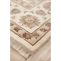 Beige Multi Colour Floral Patterned Hand Knotted Oriental Wool Rug - 2