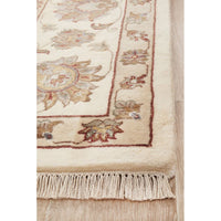 Beige Multi Colour Floral Patterned Hand Knotted Oriental Wool Rug - 3