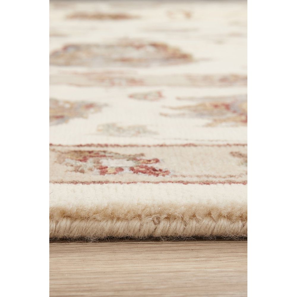Beige Multi Colour Floral Patterned Hand Knotted Oriental Wool Rug - 4