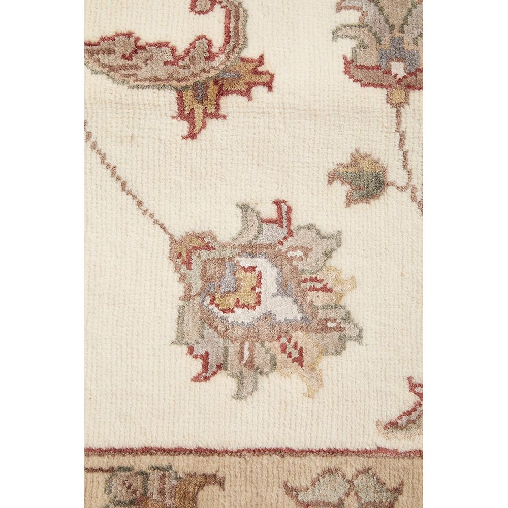 Beige Multi Colour Floral Patterned Hand Knotted Oriental Wool Rug - 5