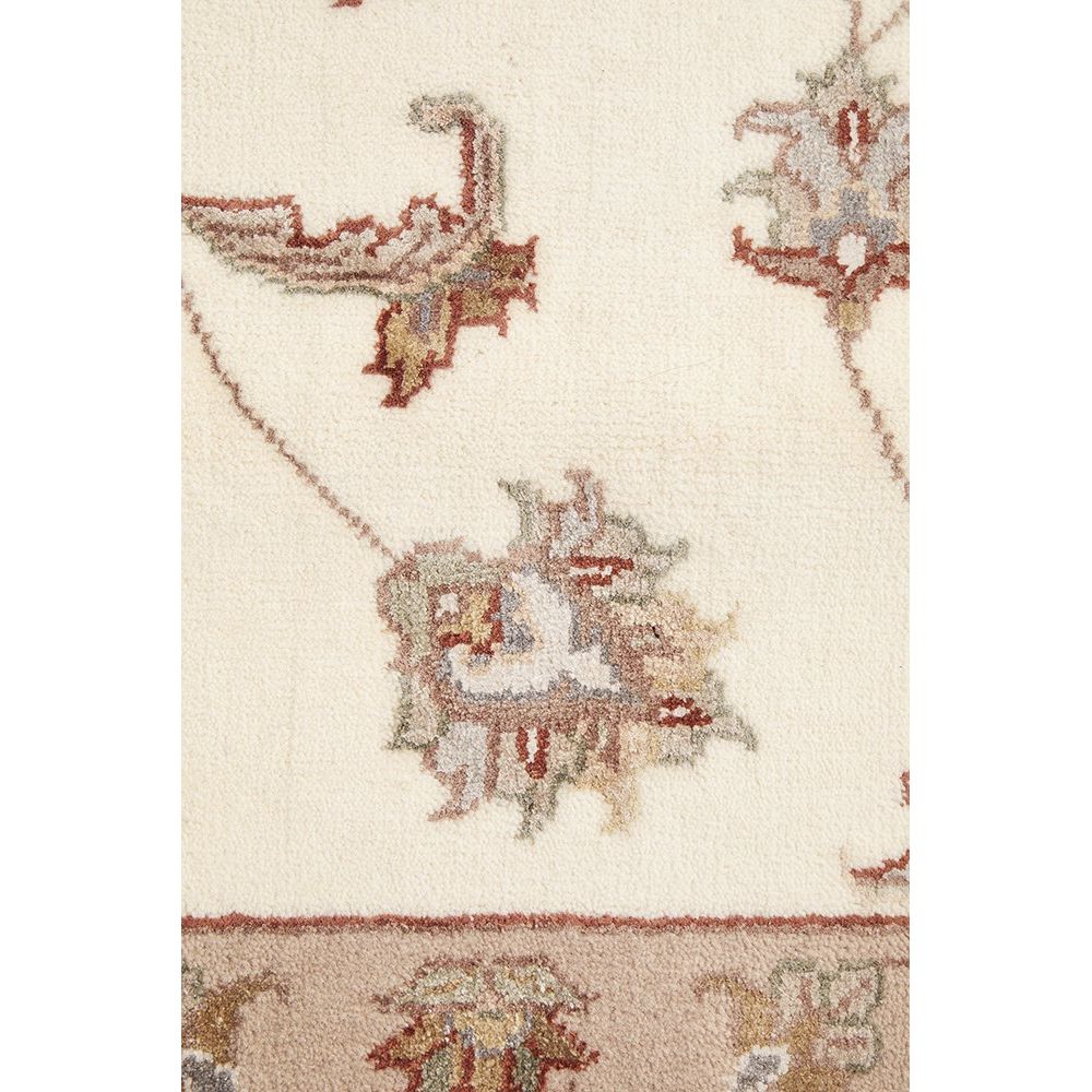 Beige Multi Colour Floral Patterned Hand Knotted Oriental Wool Rug - 5