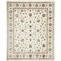 Beige Multi Colour Floral Patterned Hand Knotted Oriental Wool Rug - 1