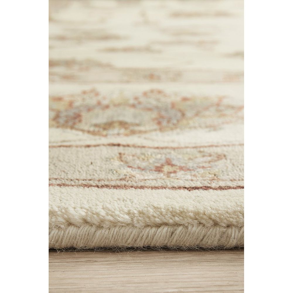 Beige Multi Colour Floral Patterned Hand Knotted Oriental Wool Rug - 4