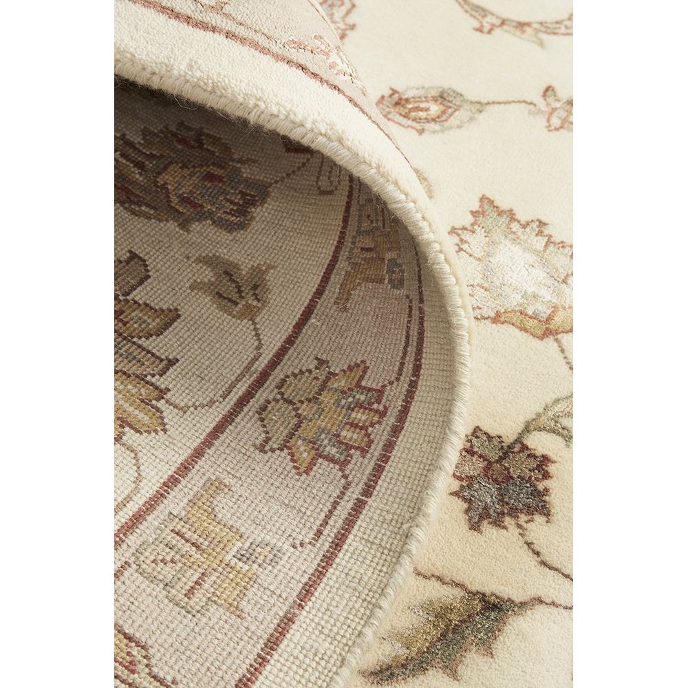 Beige Multi Colour Floral Patterned Hand Knotted Oriental Wool Rug - 6