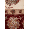 Beige Red Border Multi Colour Floral Patterned Hand Knotted Oriental Wool Rug - 6