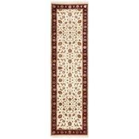 Beige Red Border Multi Colour Floral Patterned Hand Knotted Oriental Wool Runner Rug - 1