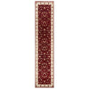 Red Beige Border Multi Colour Floral Patterned Hand Knotted Oriental Wool Runner Rug - 1