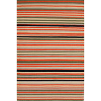 Flat Weave Stripe Design Rug Orange Navy
