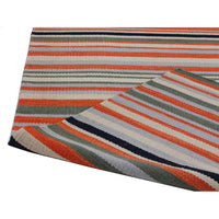 Flat Weave Stripe Design Rug Orange Navy