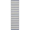 Striped blue and beige runner rug