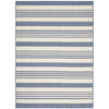 Striped blue and white indoor / outdoor rug