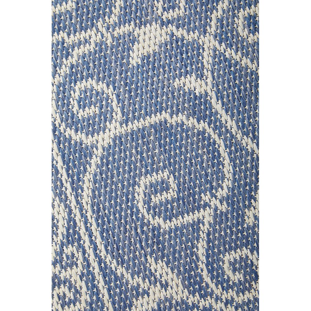 Runner rug with blue and white pattern