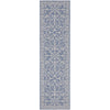 Decorative blue and white patterned rug