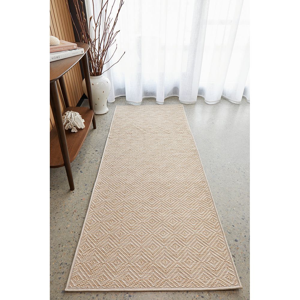Kedron 1672 Indoor Outdoor Natural Cream Modern Polypropylene Runner Rug - Rugs Of Beauty - 2