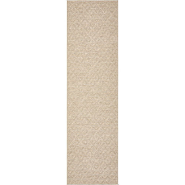 Natural cream flatweave polypropylene runner rug with subtle texture and clean edges.