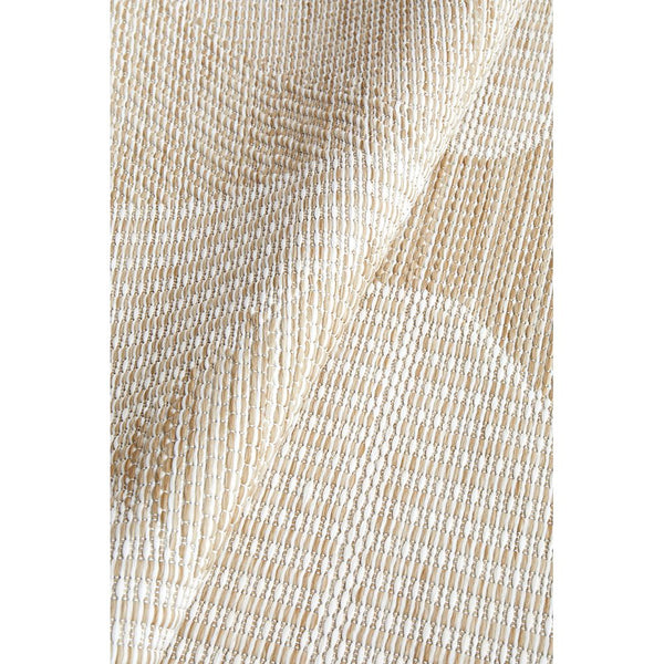 Cream and natural beige flatweave polypropylene rug with subtle modern geometric pattern.