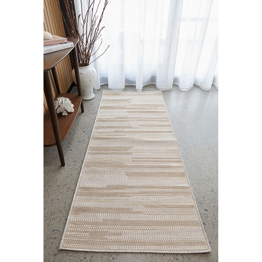 Kedron 1675 Indoor Outdoor Natural Cream Modern Polypropylene Runner Rug - Rugs Of Beauty - 2