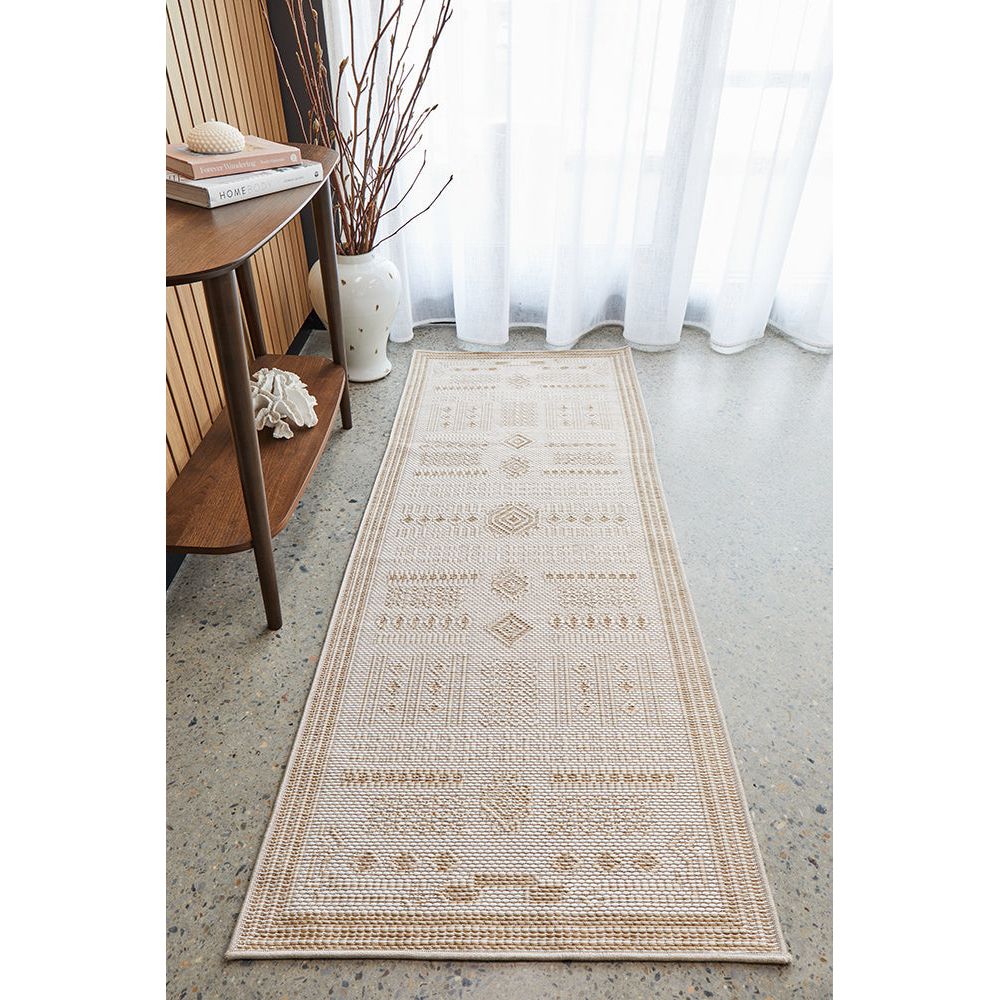 Kedron 1676 Indoor Outdoor Natural Cream Modern Polypropylene Runner Rug - Rugs Of Beauty - 2