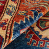 Persian Blue Red Multi Colour Supper Kazak Medallion Floral Hand Knotted Pure Wool Afghan Rug - Rugs Of Beauty - 6