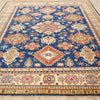 Persian Blue Red Beige Multi Colour Supper Kazak Medallion Floral Hand Knotted Pure Wool Afghan Rug - Rugs Of Beauty - 2