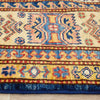 Persian Blue Red Beige Multi Colour Supper Kazak Medallion Floral Hand Knotted Pure Wool Afghan Rug - Rugs Of Beauty - 4
