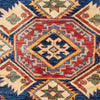 Persian Blue Red Beige Multi Colour Supper Kazak Medallion Floral Hand Knotted Pure Wool Afghan Rug - Rugs Of Beauty - 5