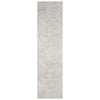 Light grey runner rug with geometric textured pattern in subtle neutral tones.