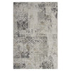 Grey multi-color modern abstract rug with textured patterns and neutral tones.