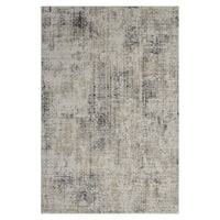 Grey multi-color textured modern rug with abstract distressed pattern and neutral tones.