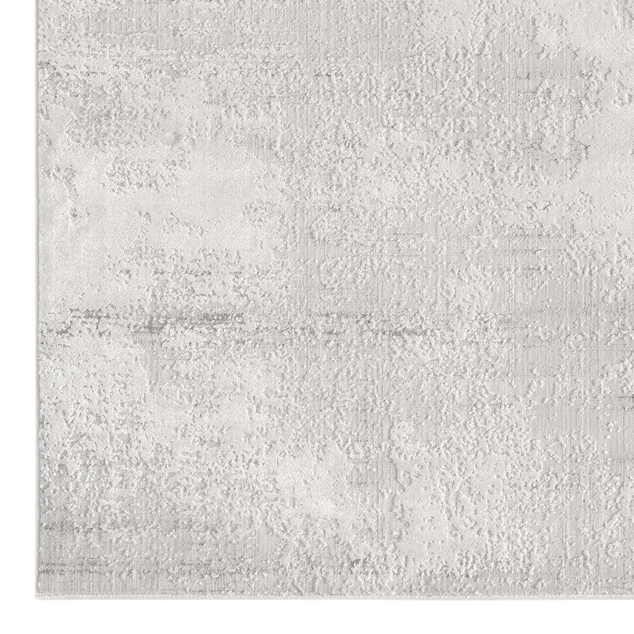 Grey runner rug with subtle textured pattern and soft neutral tones, modern style.