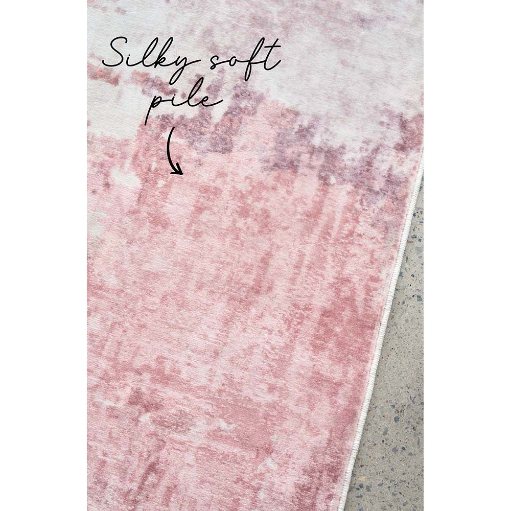 Kooringal 465 Pastel Pink Abstract Modern Machine Washable Rug - Rugs Of Beauty - 4