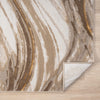 Beige and brown abstract wave-patterned runner rug with a textured polyester blend surface and finished edges.
